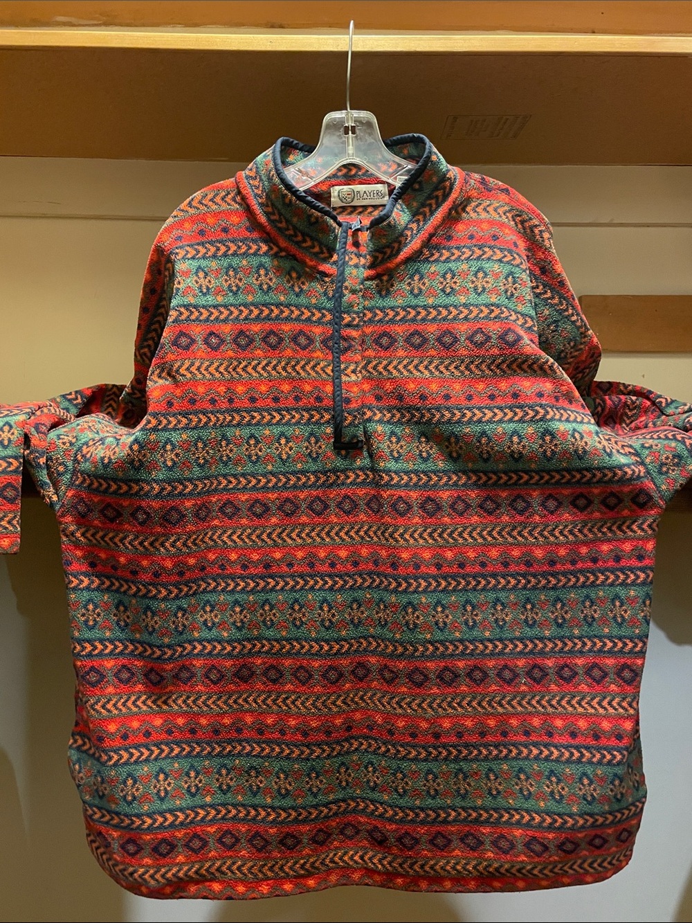 Van Heusen Red & Green Patterned Half-Zip Sweater